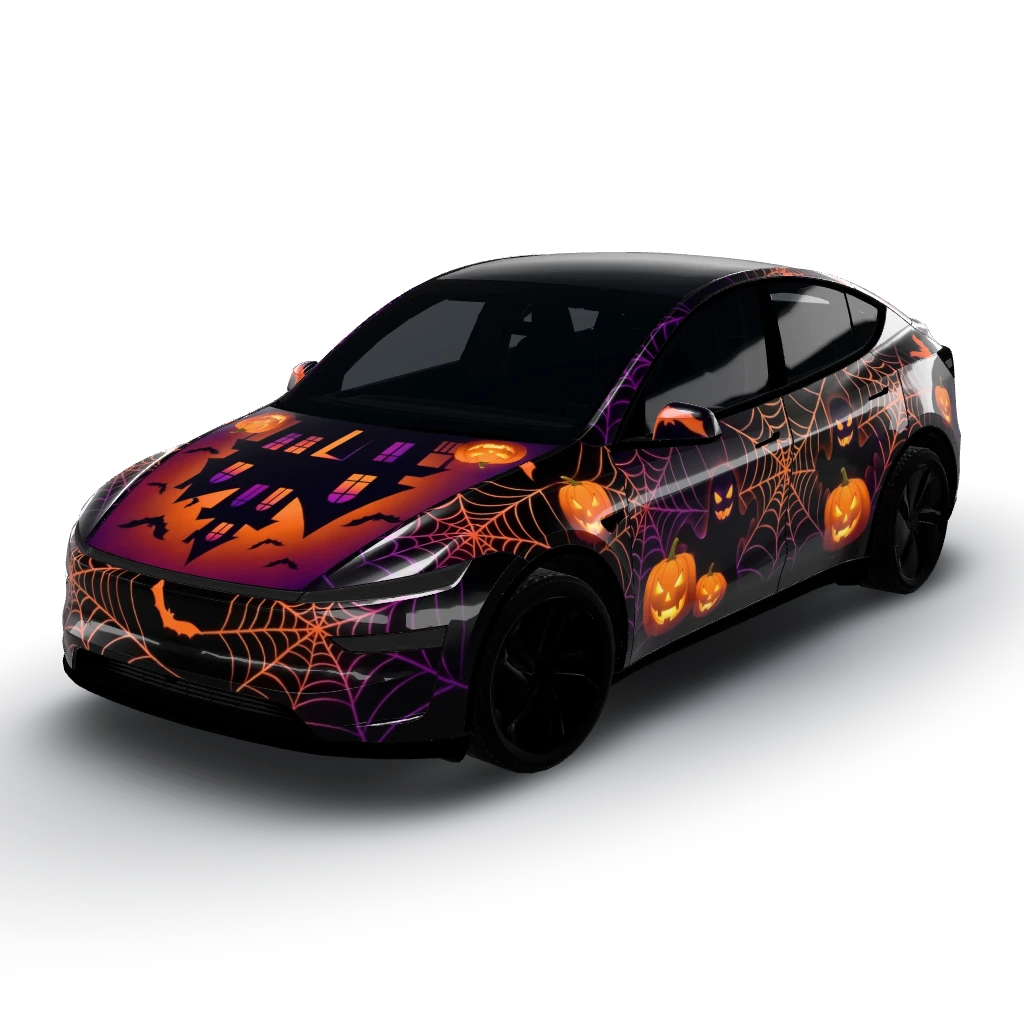 Here’s a complete summary — a Model Y (2025+) Premium wearing this AI wrap design