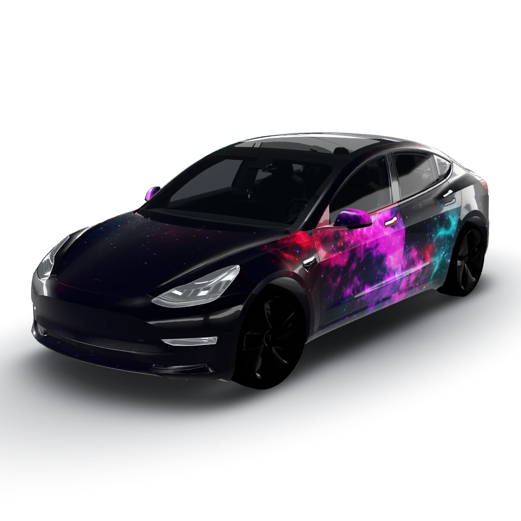 Here’s the wrap design for your Model 3 — a Model 3 wearing this AI wrap design