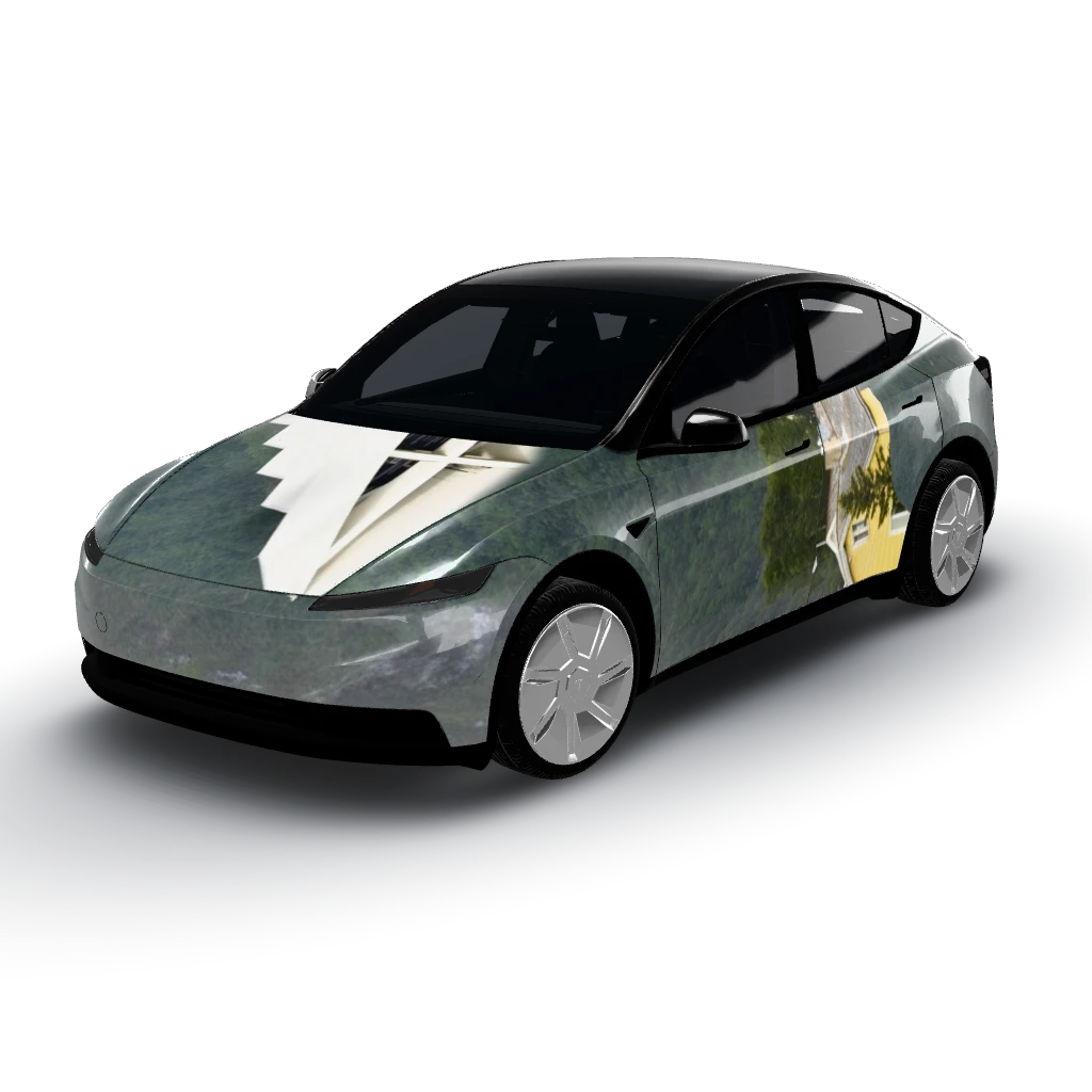 Church — a Model Y (2025+) Standard wearing this AI wrap design