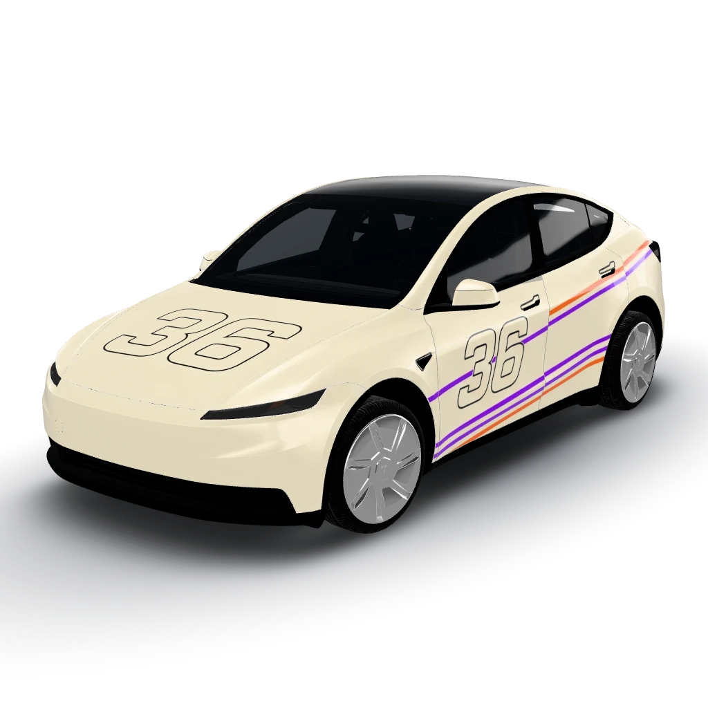 Excellent choix ! — a Model Y (2025+) Standard wearing this AI wrap design