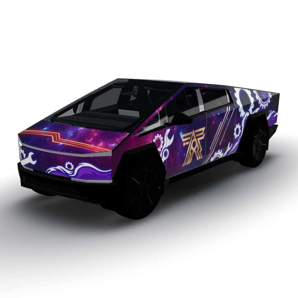 Https://www.eastcoastmechanical.org/ Make — a Cybertruck wearing this AI wrap design