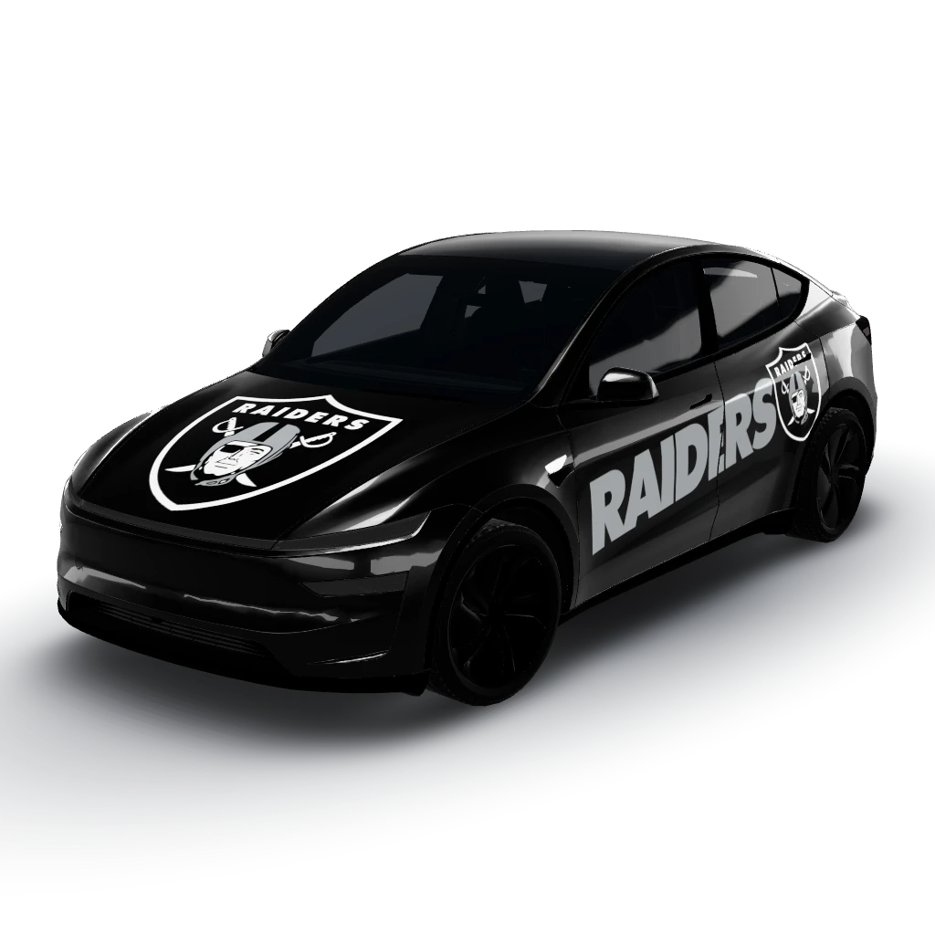 Black matte roof to match the body — a Model Y (2025+) Premium wearing this AI wrap design