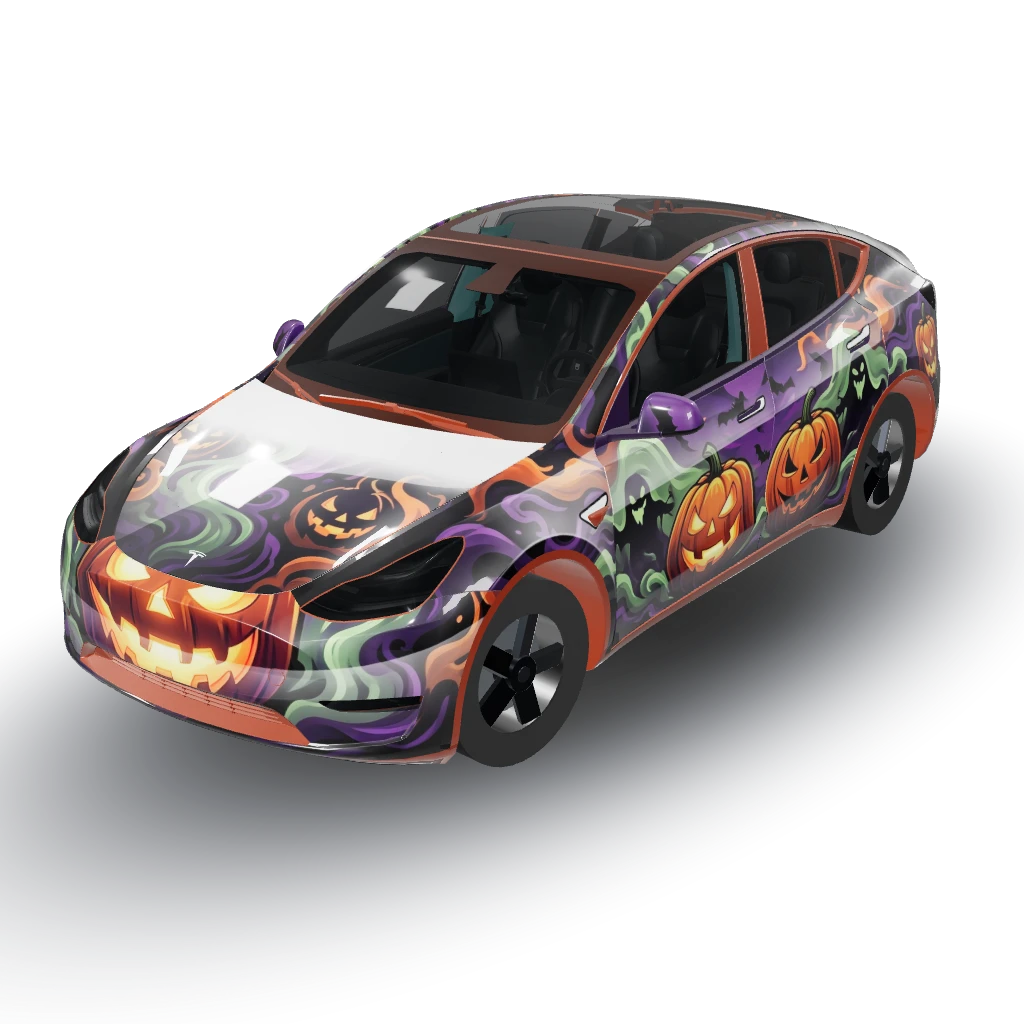 Great choice with the gloss finish! — a Model Y wearing this AI wrap design