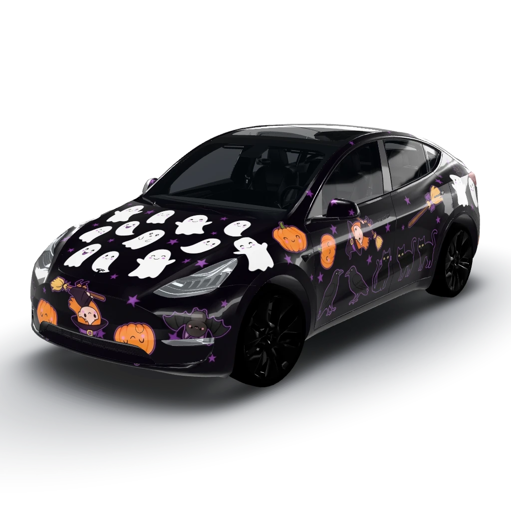 Great choices! — a Model Y wearing this AI wrap design