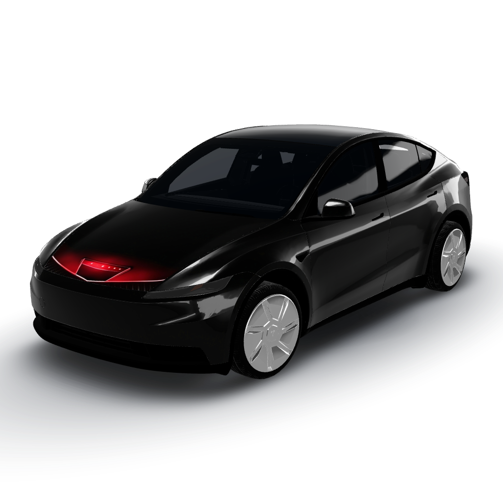 Features a sleek black base with a subtle — a Model Y (2025+) Standard wearing this AI wrap design