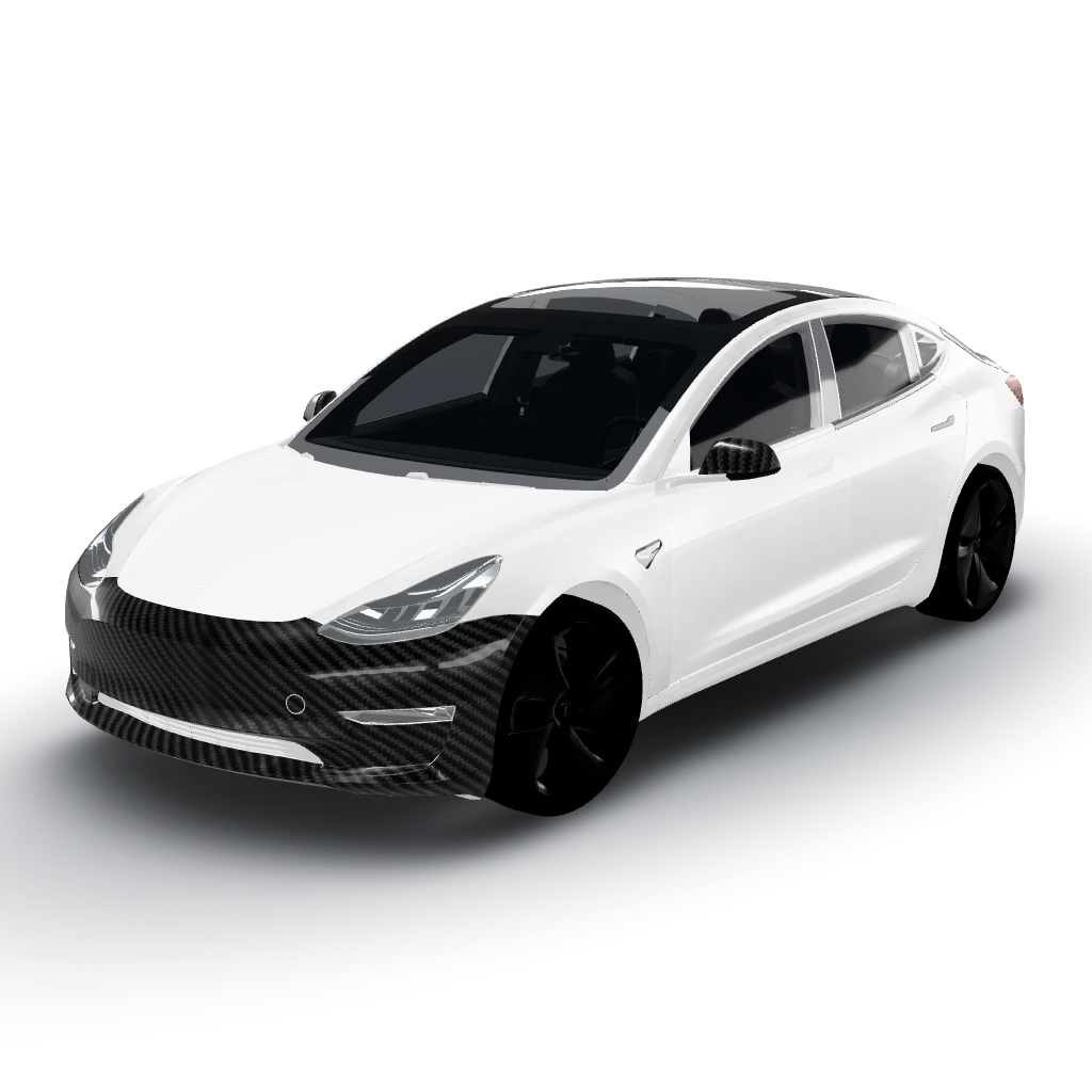 Matte white base wrap for the Model 3 — a Model 3 wearing this AI wrap design