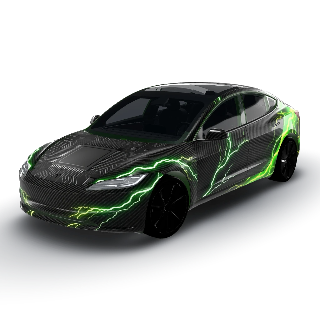 Your Model 3 (2024+ Base) will showcase — a Model 3 (2024+) Standard & Premium wearing this AI wrap design
