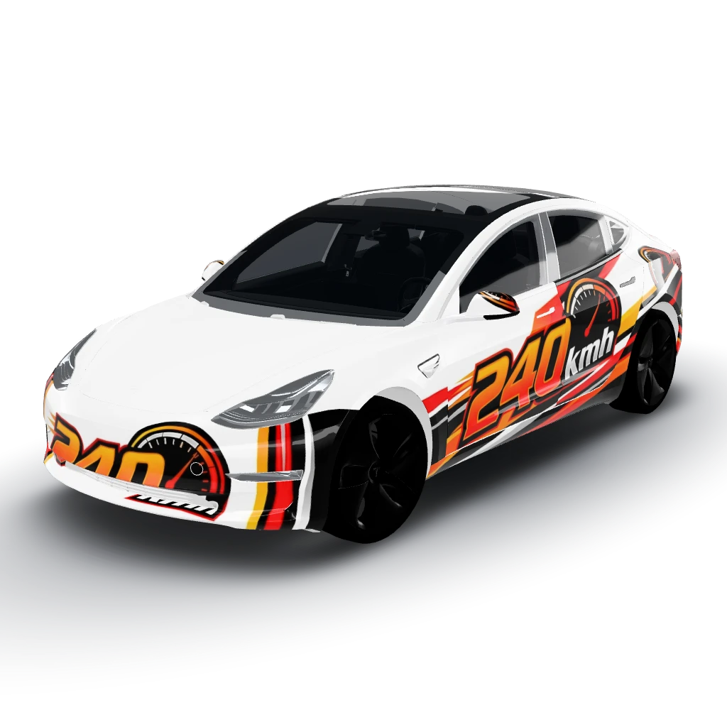Want the logo of a company called “240 kmh” — a Model 3 wearing this AI wrap design