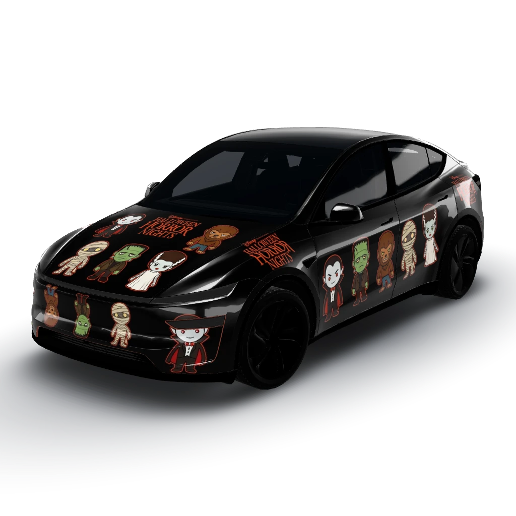 Great choice with the Universal Monsters! — a Model Y (2025+) Premium wearing this AI wrap design