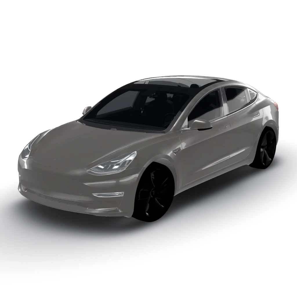 Satin finish dark grey with black spoiler — a Model 3 wearing this AI wrap design