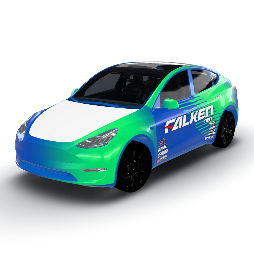 This livery — a Model Y wearing this AI wrap design