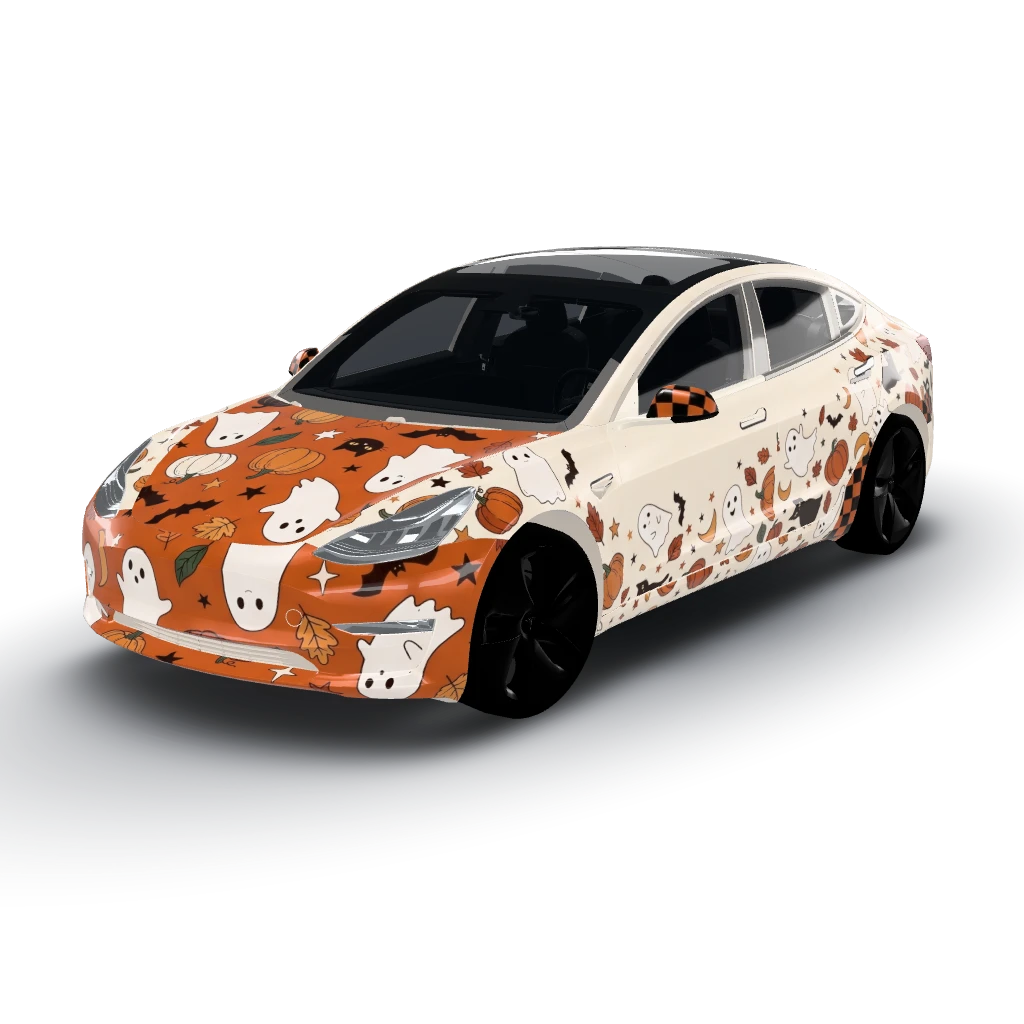 I appreciate your enthusiasm! — a Model 3 wearing this AI wrap design