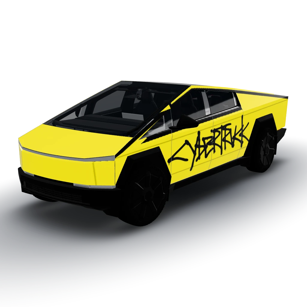 Yellow color — a Cybertruck wearing this AI wrap design
