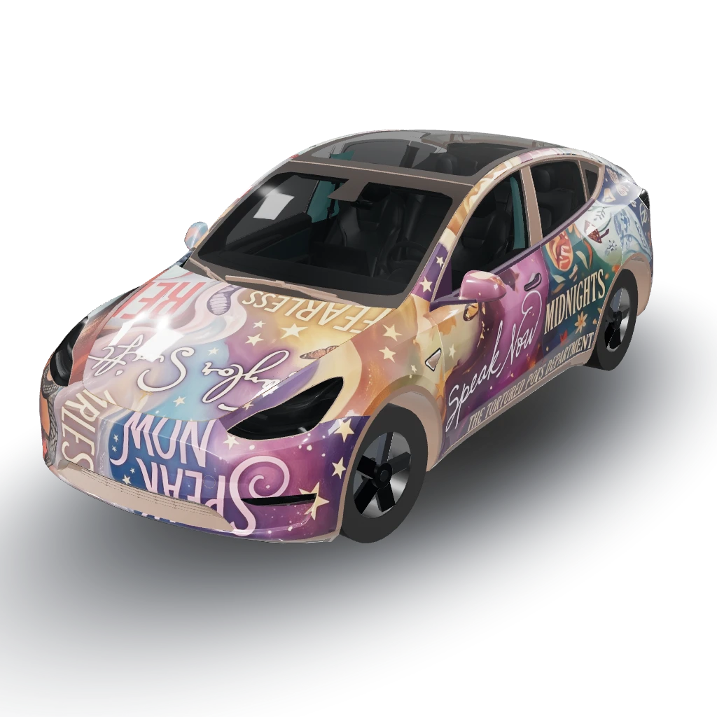 Great choice! — a Model Y wearing this AI wrap design