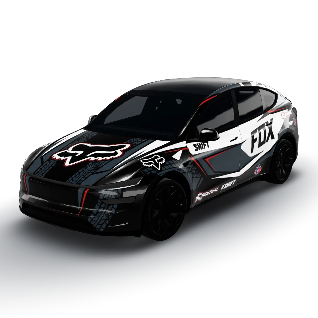 Can I upload a photo? — a Model Y L wearing this AI wrap design