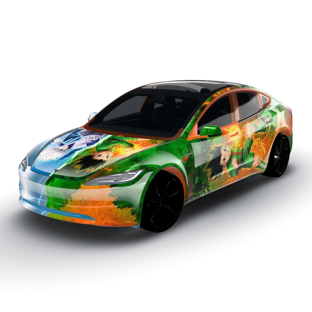 Hunter X Hunter Gon and Killua themed — a Model 3 (2024+) Standard & Premium wearing this AI wrap design