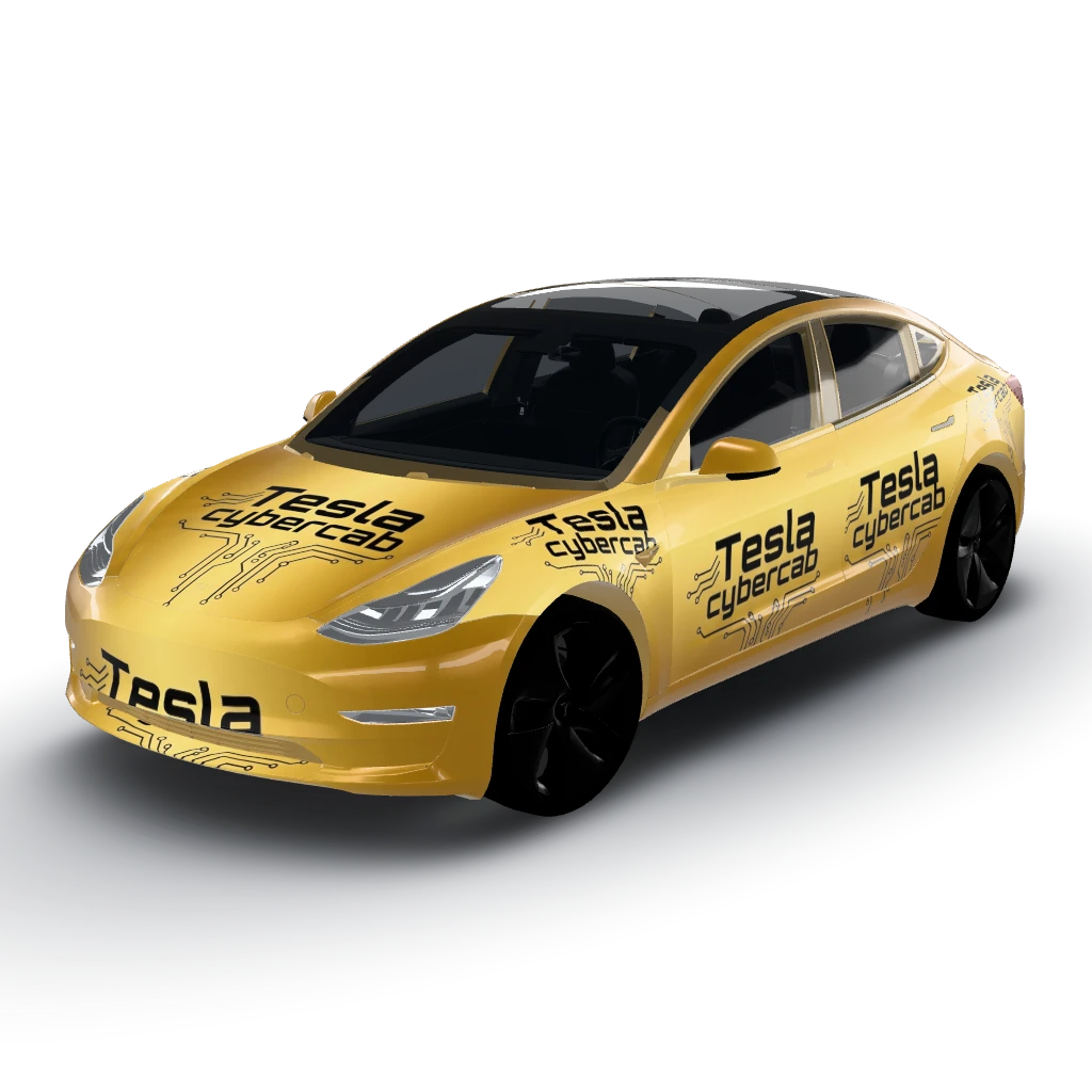 Tesla cybercab style wrap with the metallic — a Model 3 wearing this AI wrap design