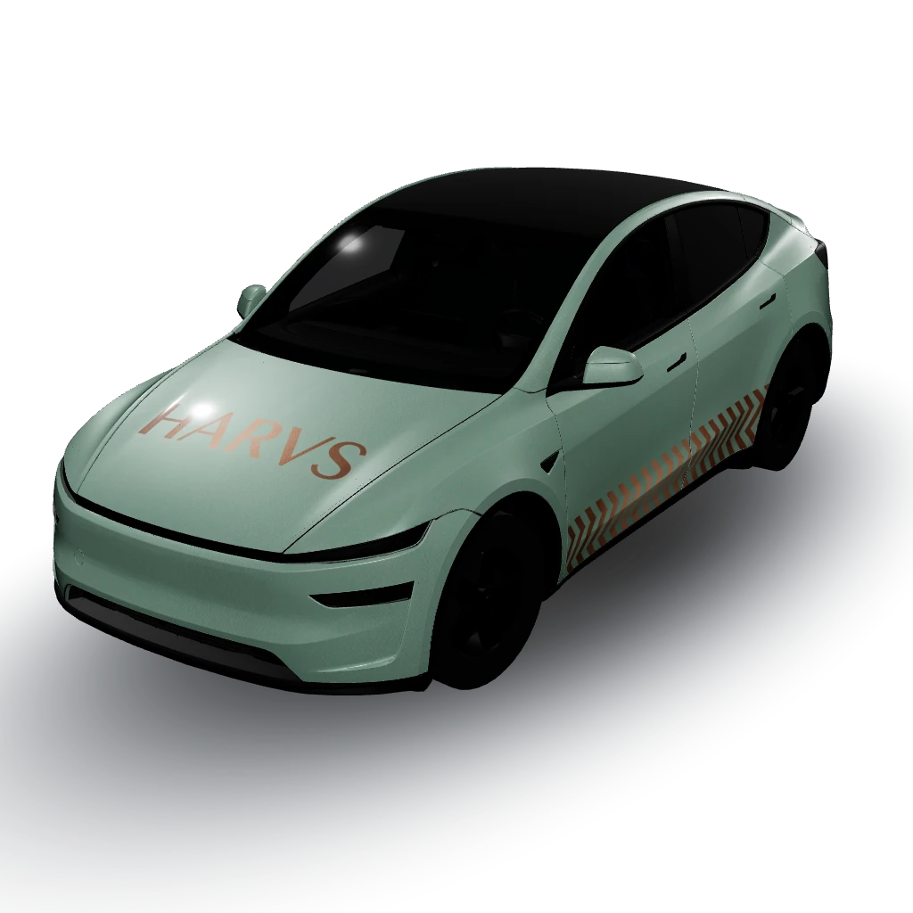 Perfect! — a Model Y (2025+ Premium) wearing this AI wrap design