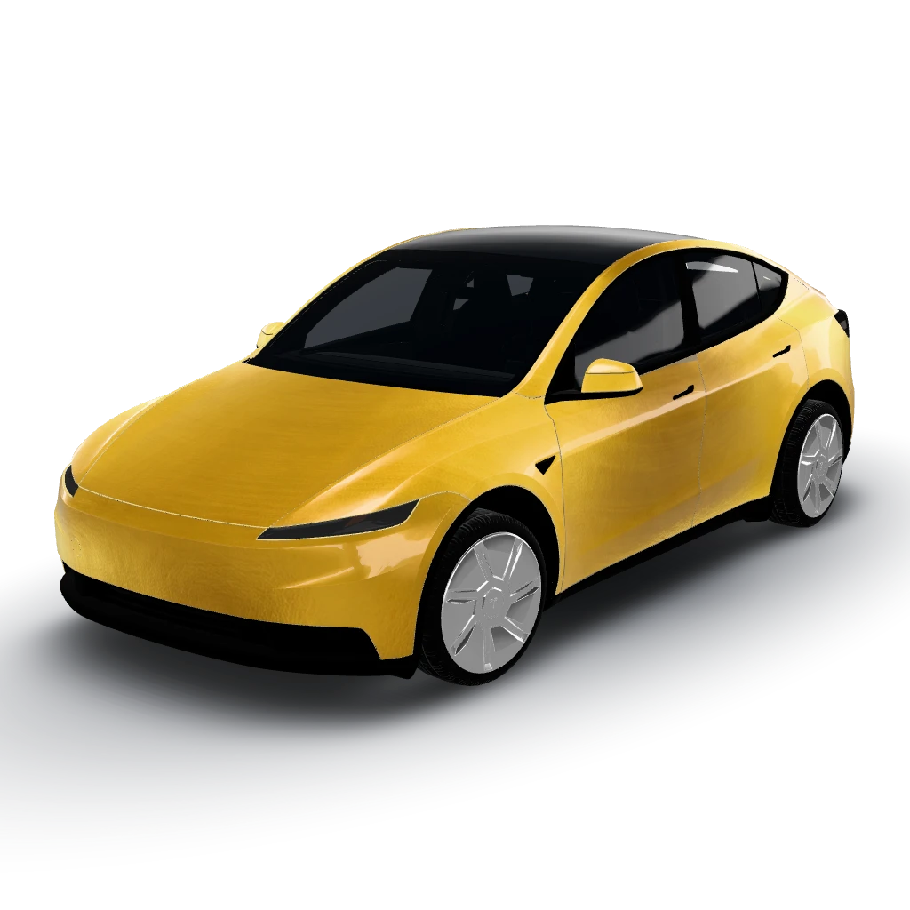 Gold Metallic — a Model Y (2025+) Standard wearing this AI wrap design