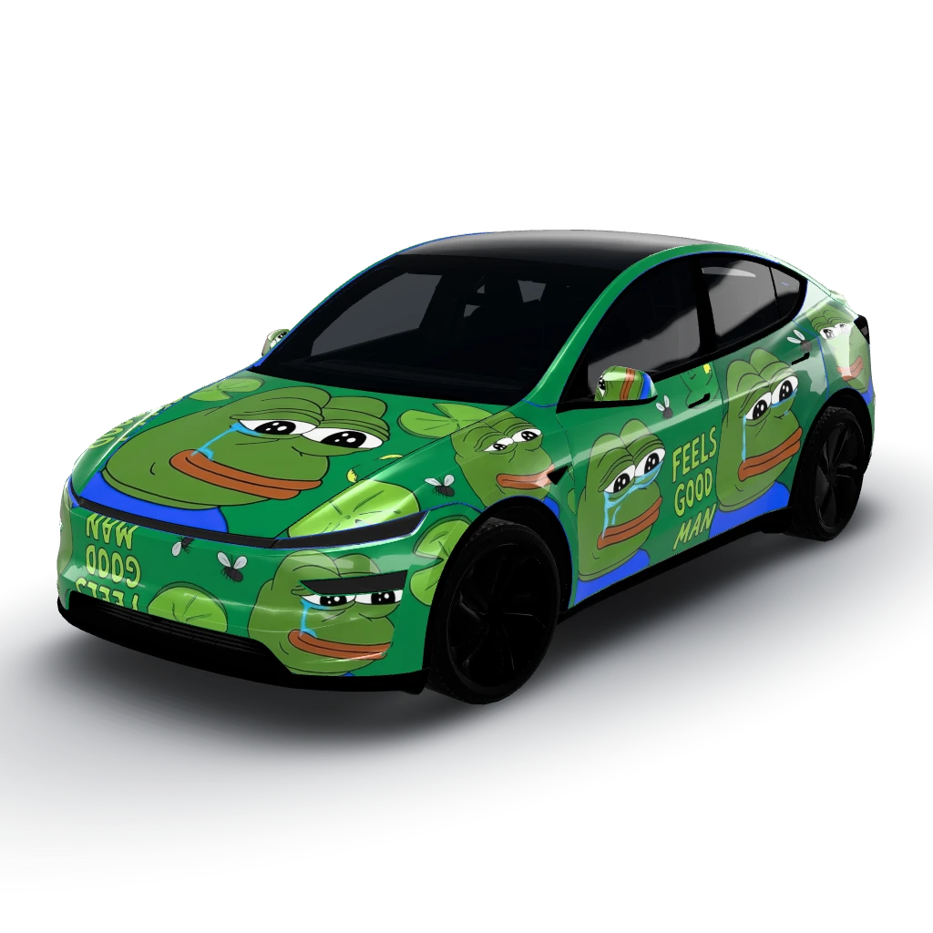 Pepe the frog green vibes — a Model Y (2025+) Premium wearing this AI wrap design