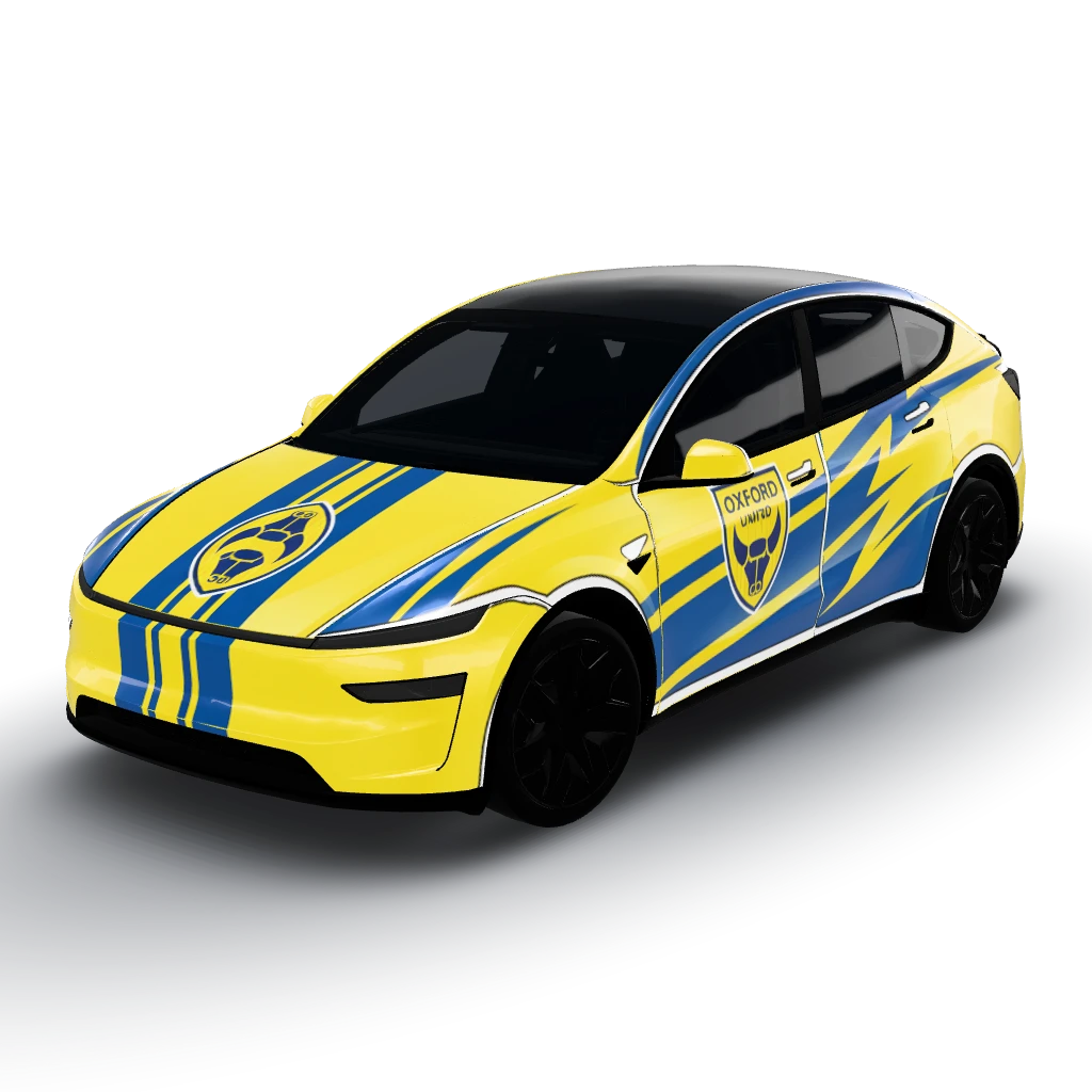 Glossy finish for the wrap — a Model Y L wearing this AI wrap design