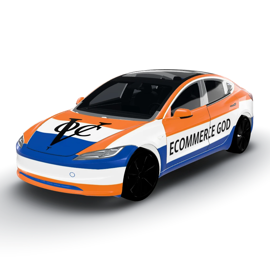 Graag een VOC / prinsenvlag wrap met ook — a Model 3 (2024+) Standard & Premium wearing this AI wrap design