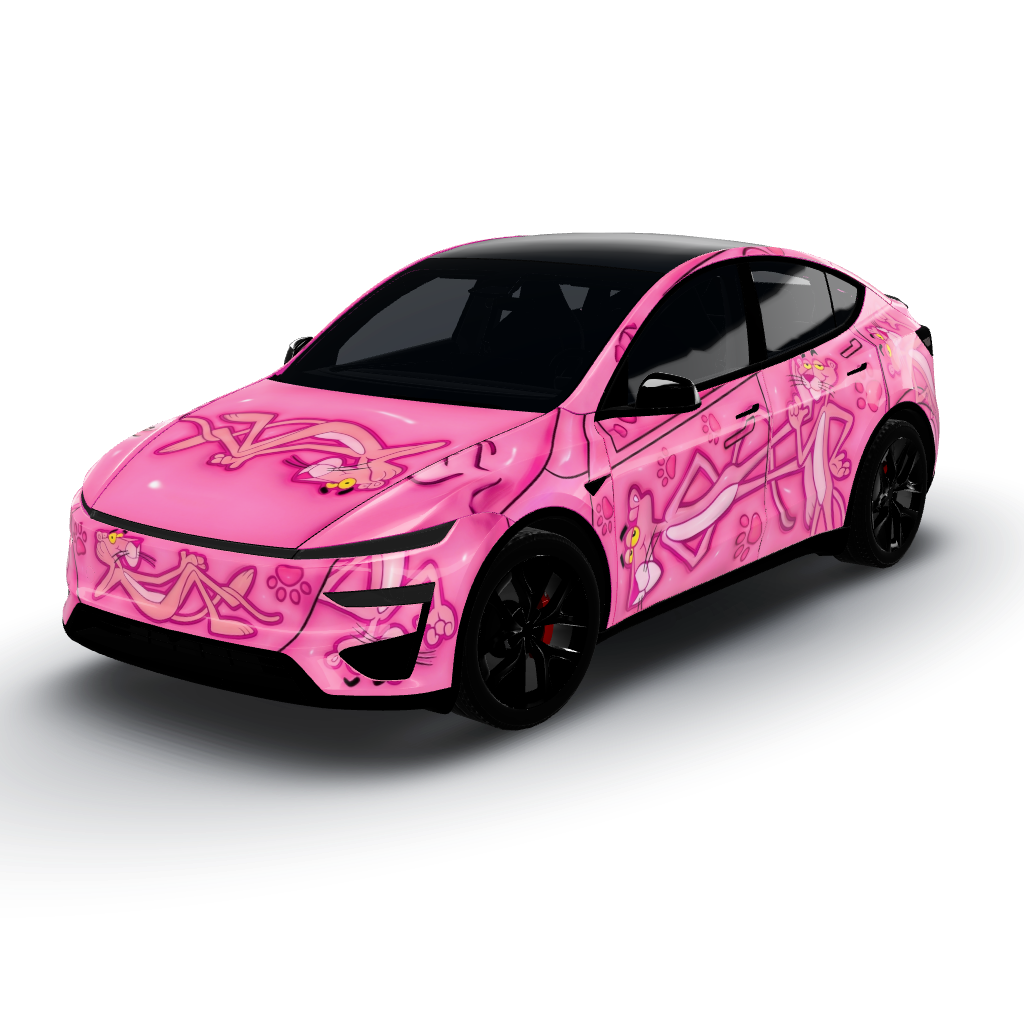 Vibrant and playful vinyl wrap featuring — a Model Y (2025+) Performance wearing this AI wrap design