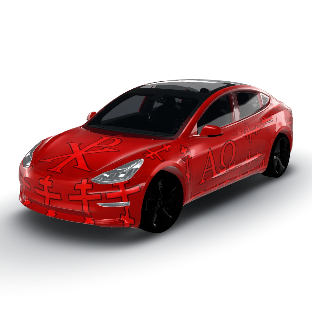 Eastern Orthodox wrap where there — a Model 3 wearing this AI wrap design