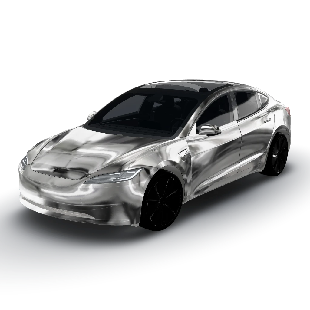 Chrome — a Model 3 (2024+) Standard & Premium wearing this AI wrap design