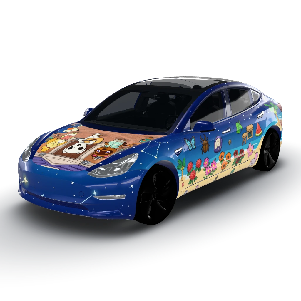 Perfect! — a Model 3 wearing this AI wrap design