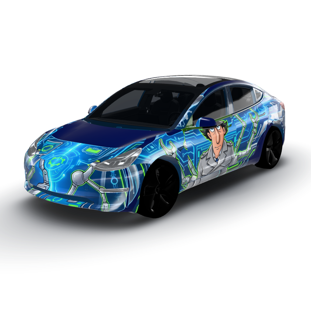 Sleek and modern interpretation — a Model 3 wearing this AI wrap design