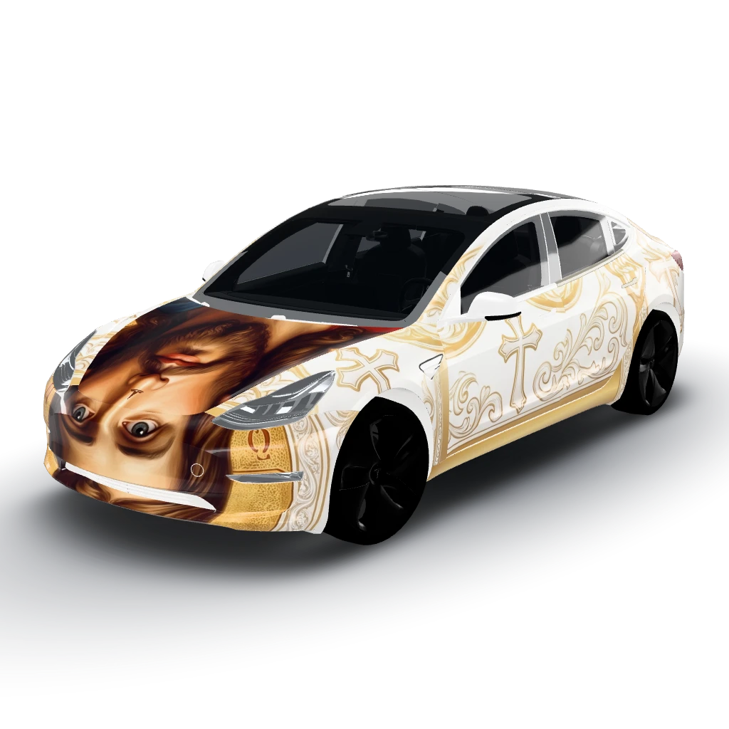 Wrap look like this — a Model 3 wearing this AI wrap design