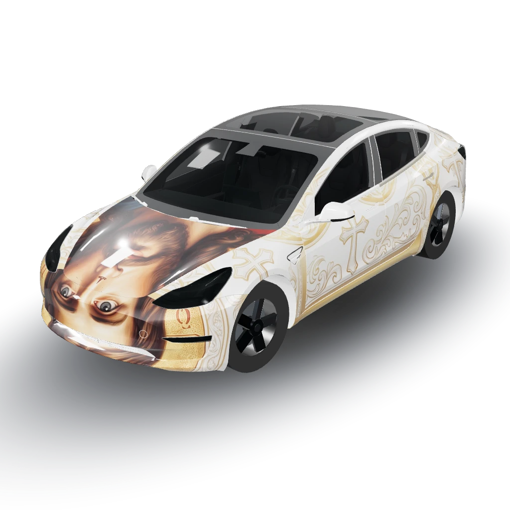 Wrap look like this — a Model 3 wearing this AI wrap design