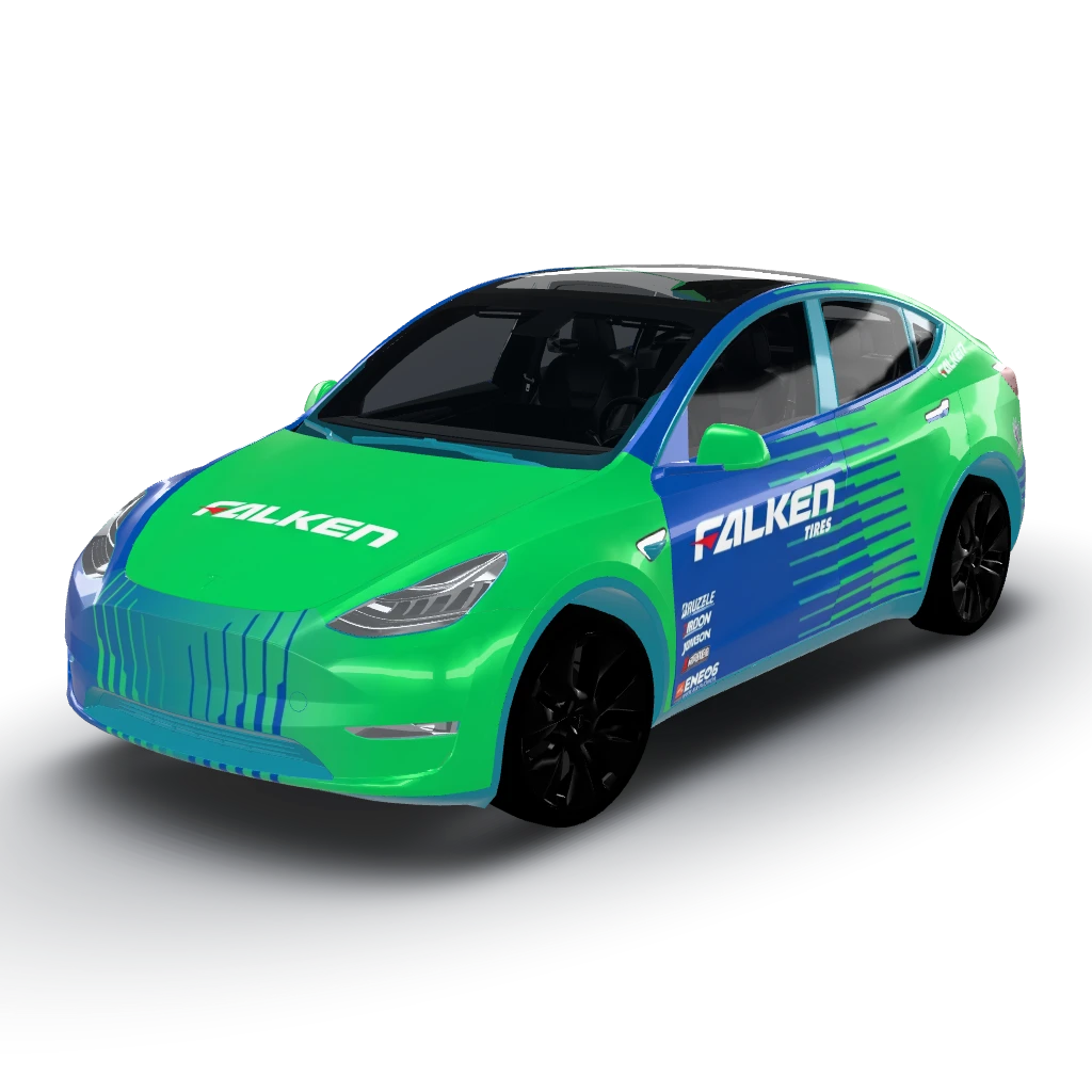 This livery — a Model Y wearing this AI wrap design