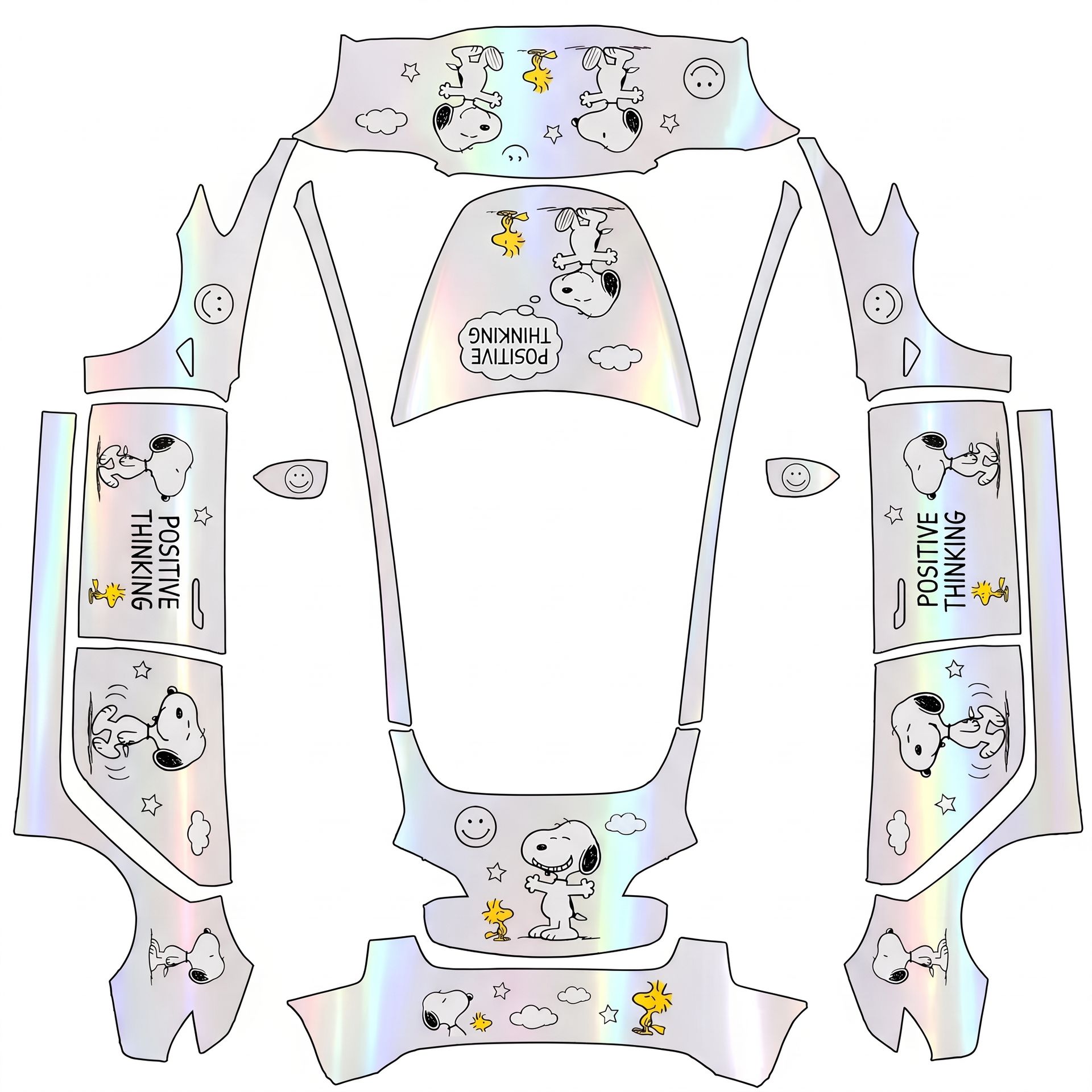 White chrome with snoppy dog — AI wrap design for a Model 3