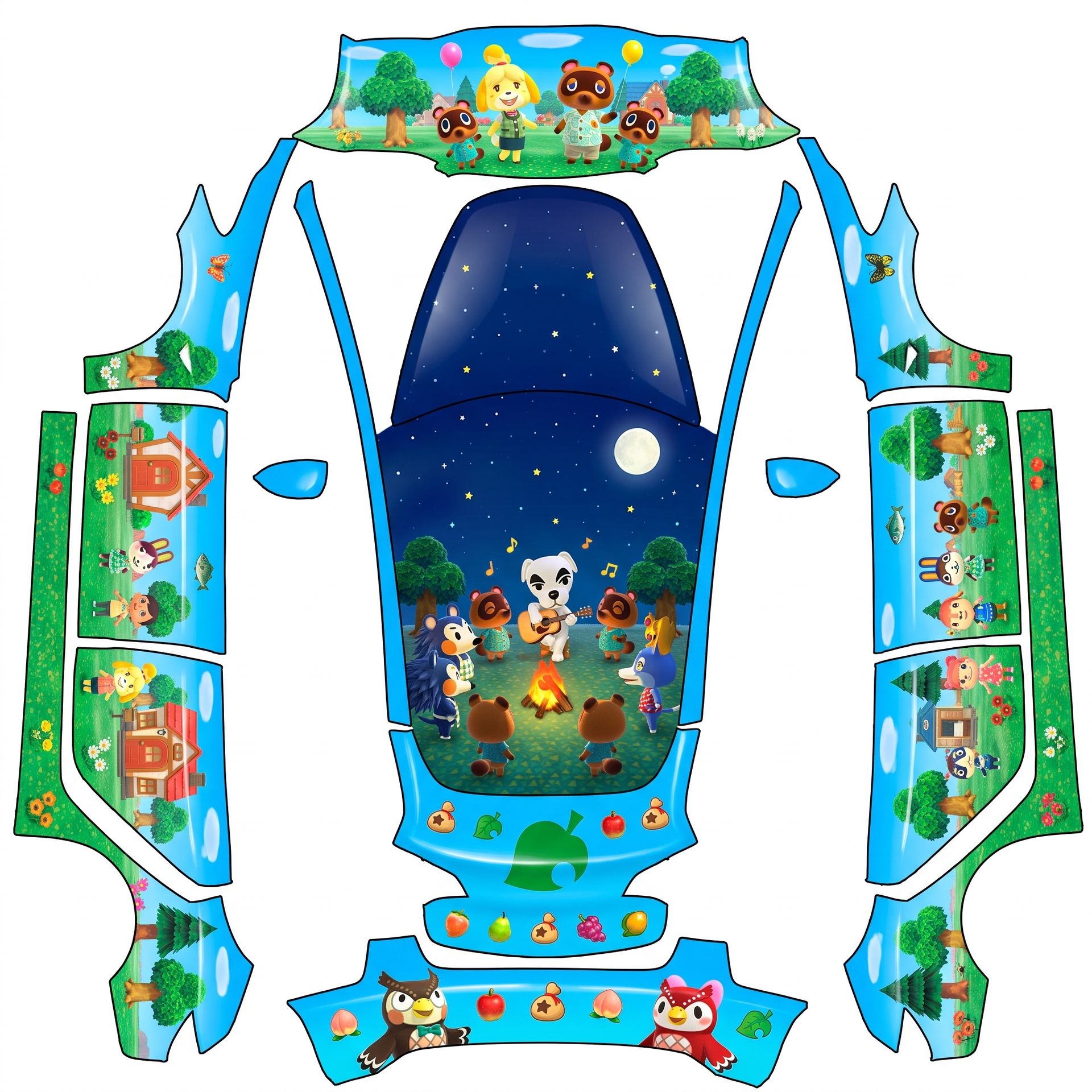 Animal crossing themed with the most — AI wrap design for a Model 3