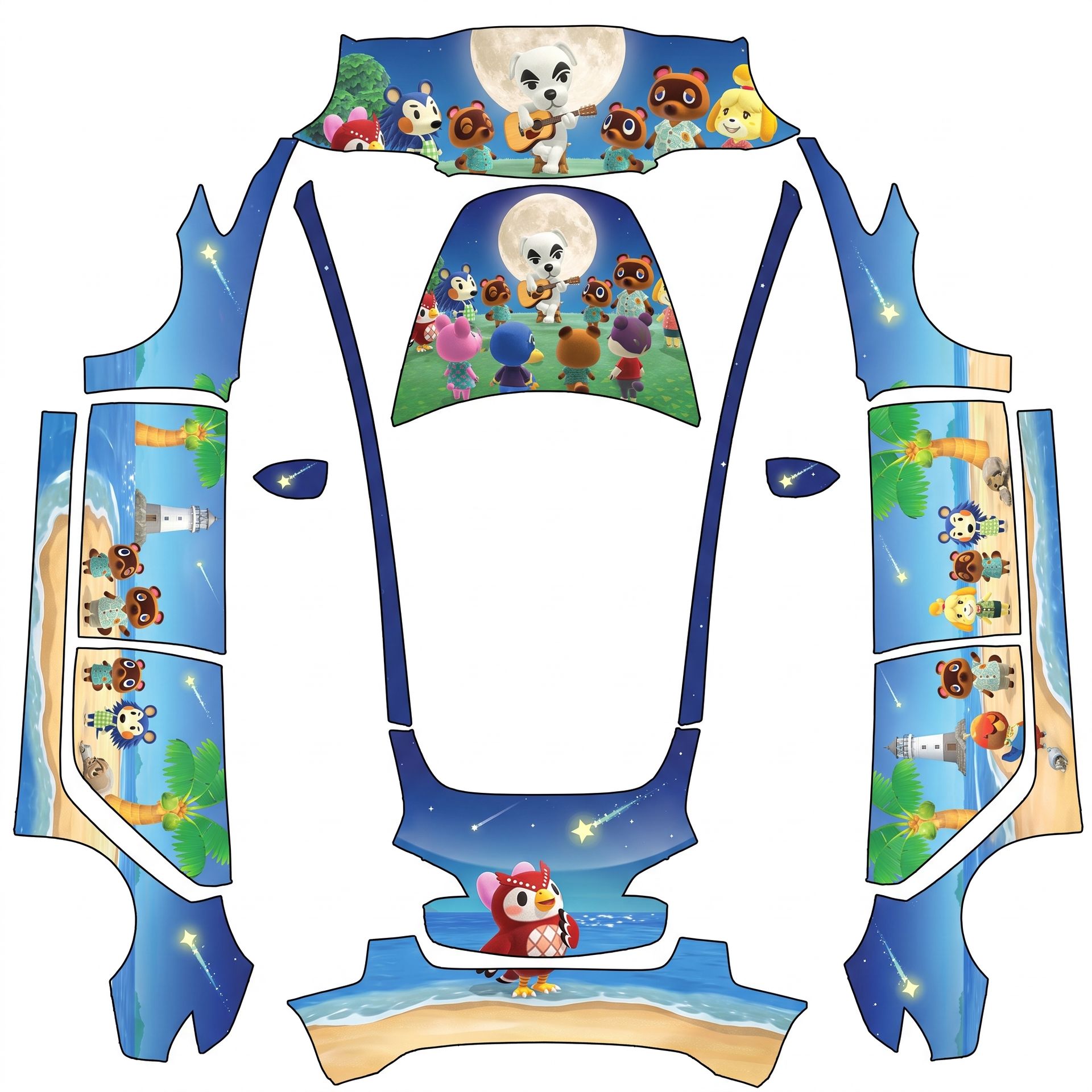 Animal crossing everyone gathered with KK — AI wrap design for a Model 3