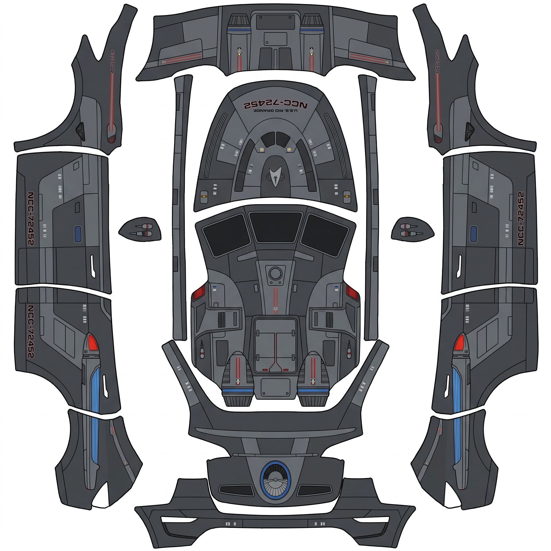 Star Trek deep space nine runabout — AI wrap design for a Model Y