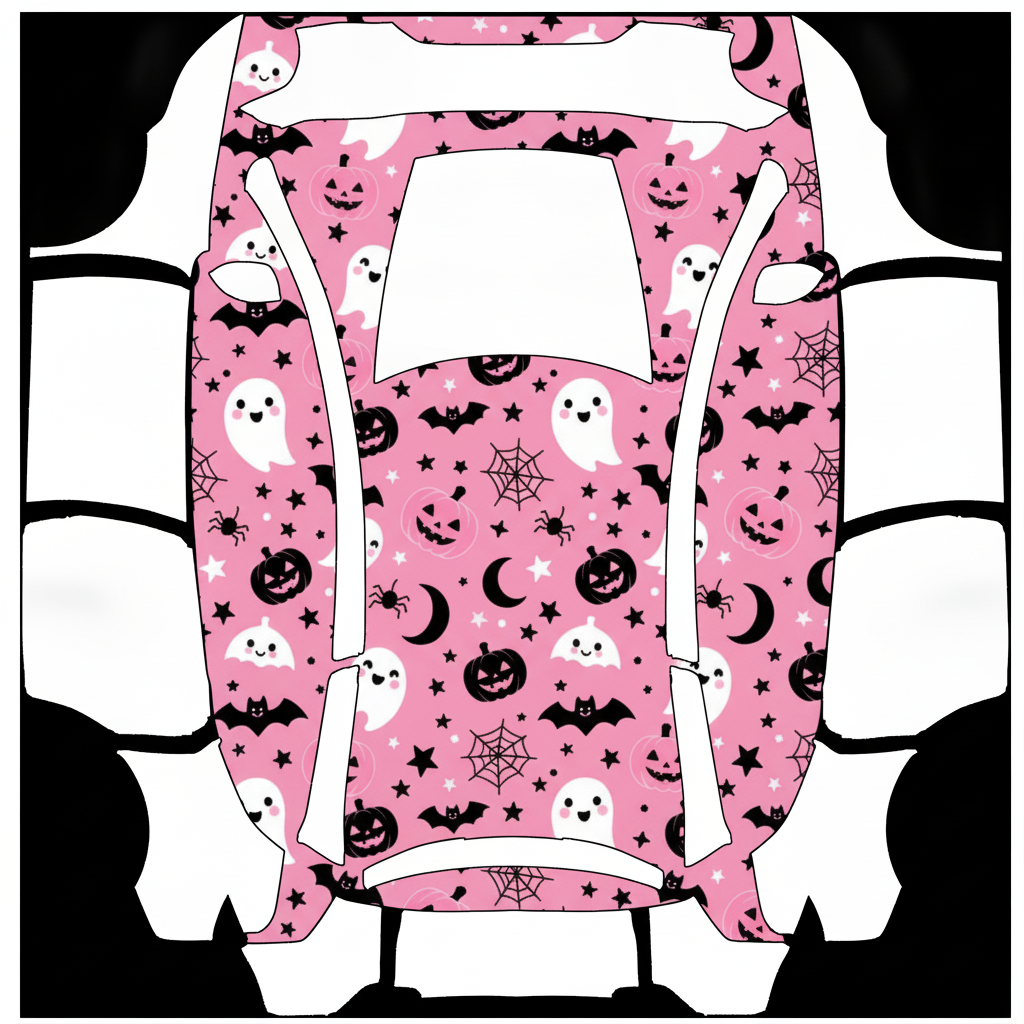 Cute pink halloween — AI wrap design for a Model Y L