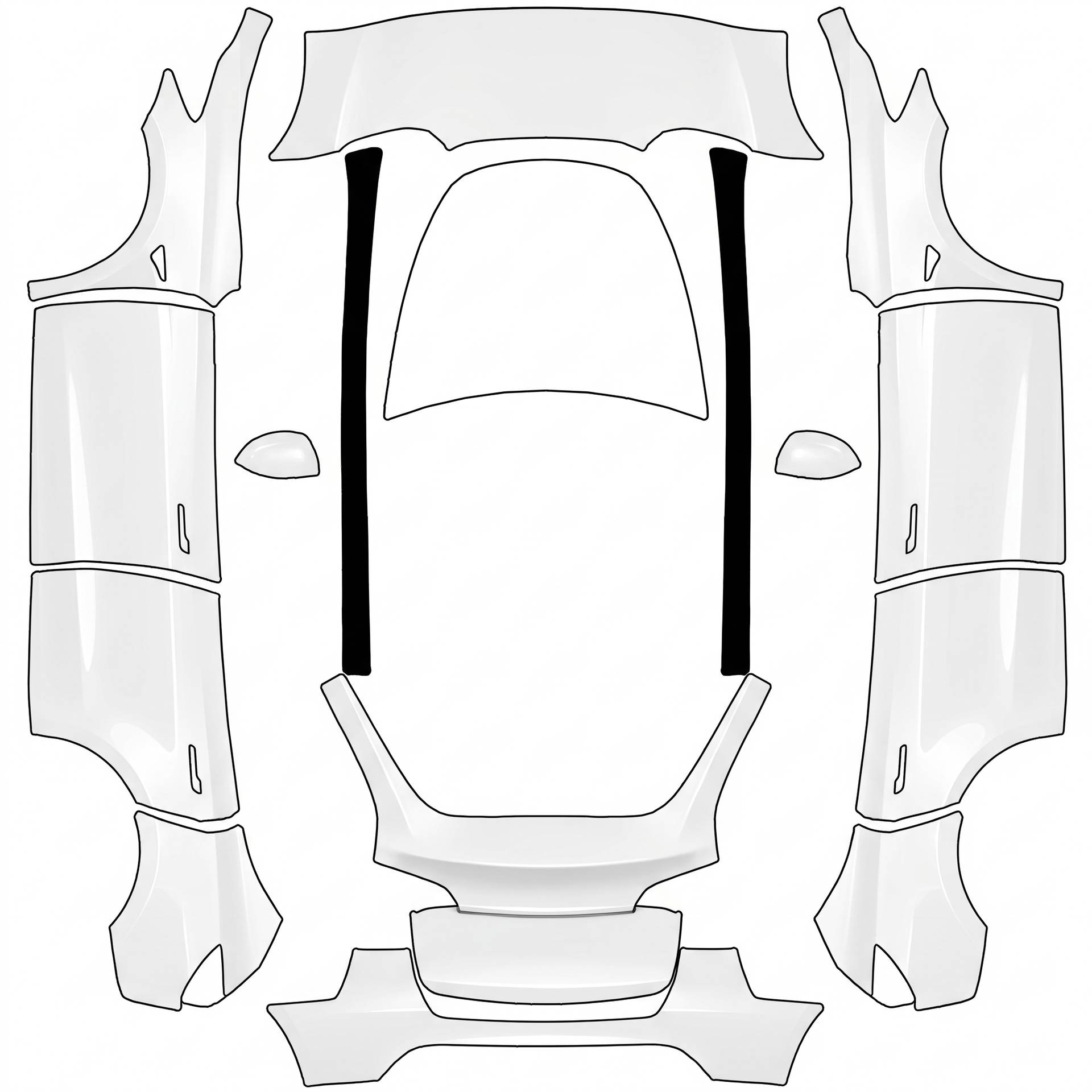 All white gloss on the whole car except — AI wrap design for a Model Y