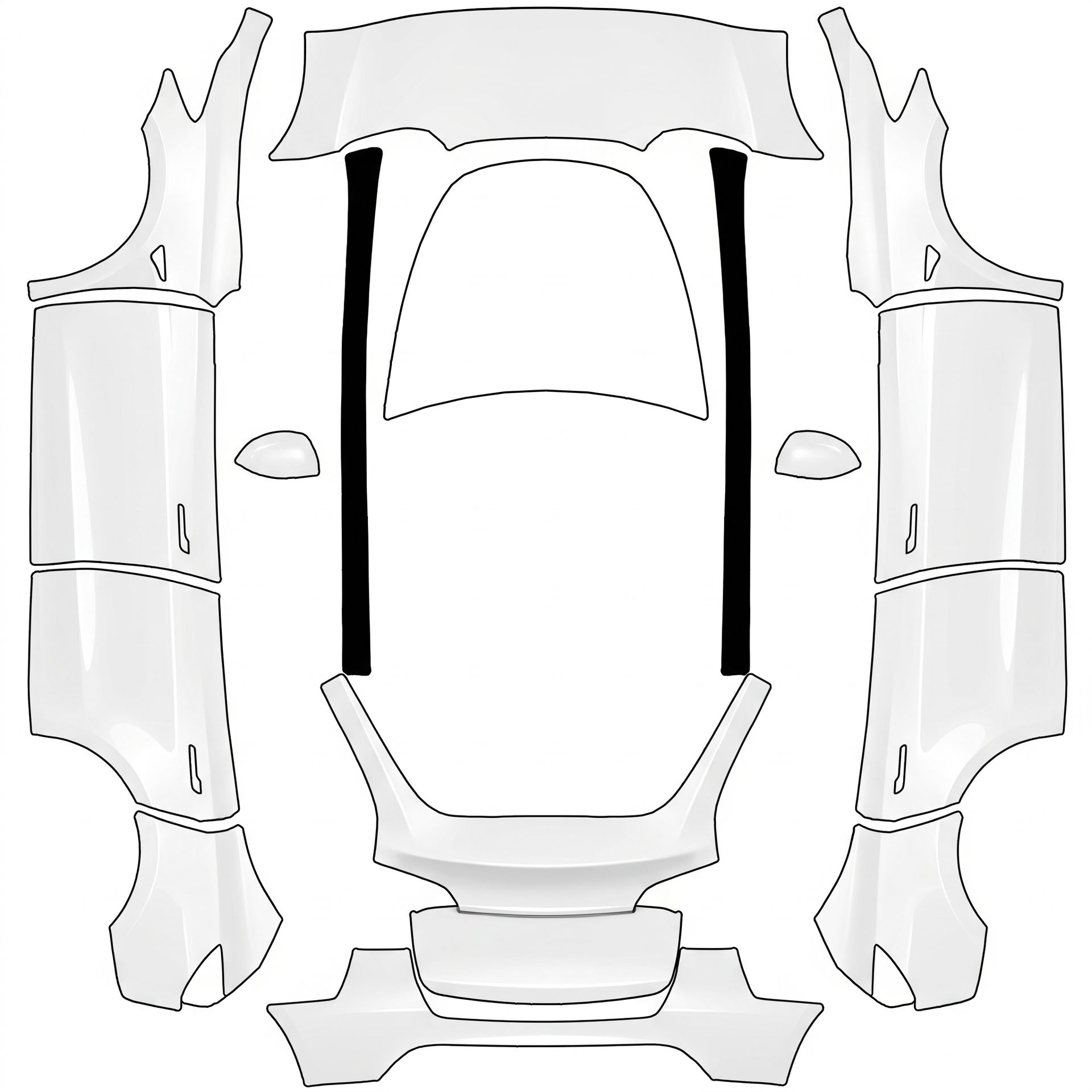 All white gloss on the whole car except — AI wrap design for a Model Y