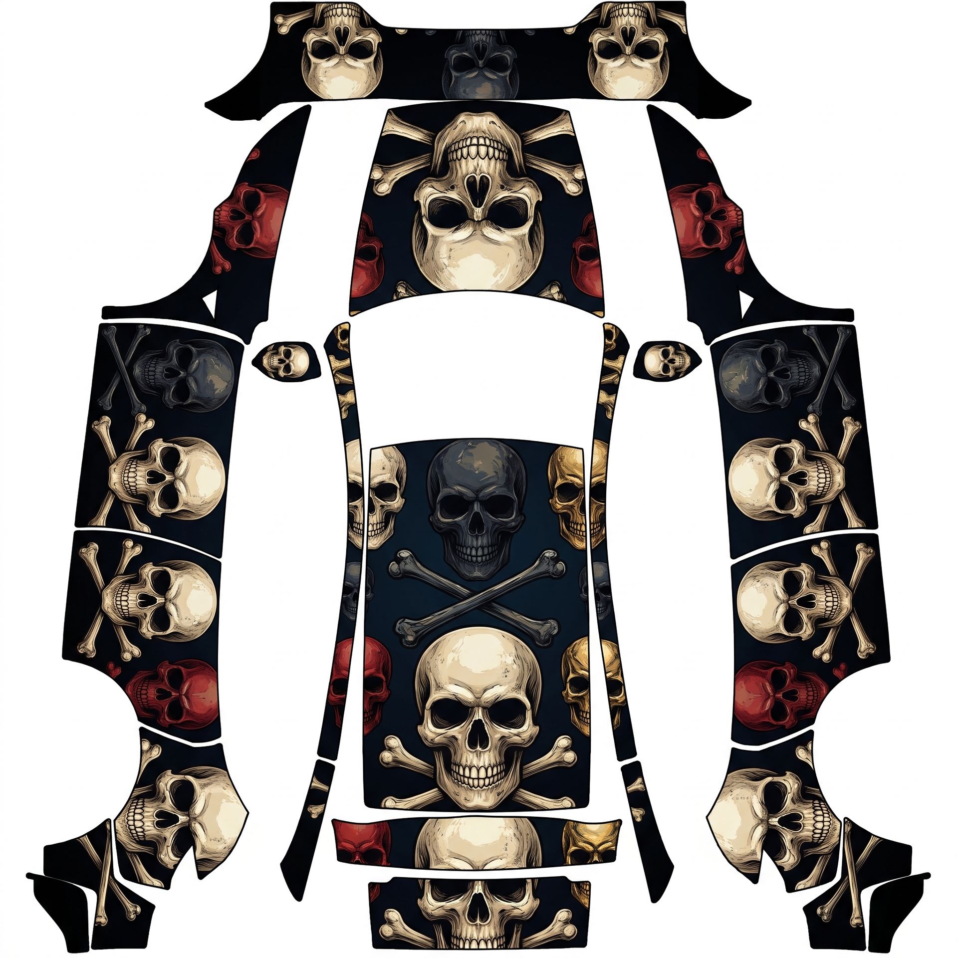 Skull and crossbones — AI wrap design for a Model Y (2025+) Performance