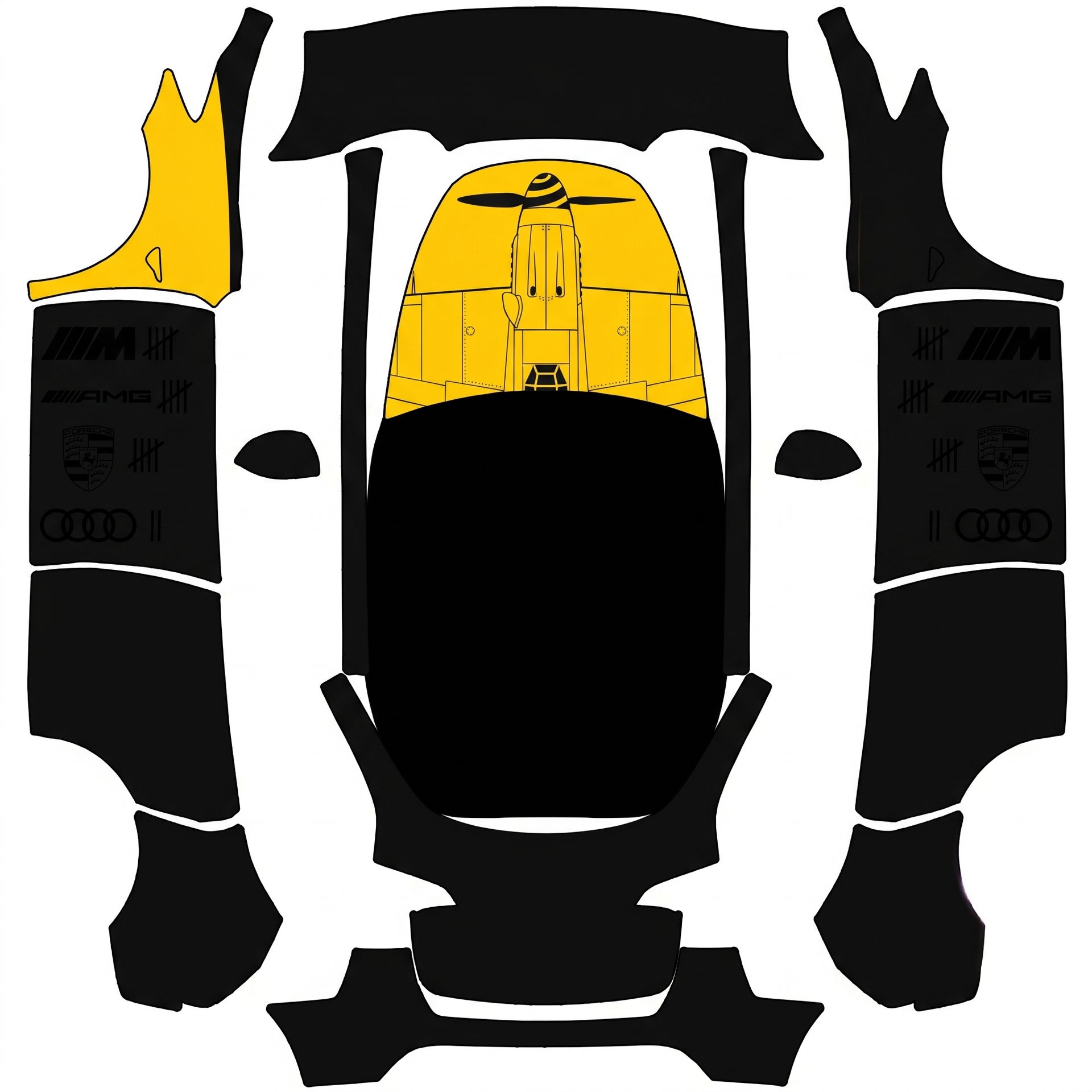 Ww2 yellow nose like a messerschmit bf109 — AI wrap design for a Model Y