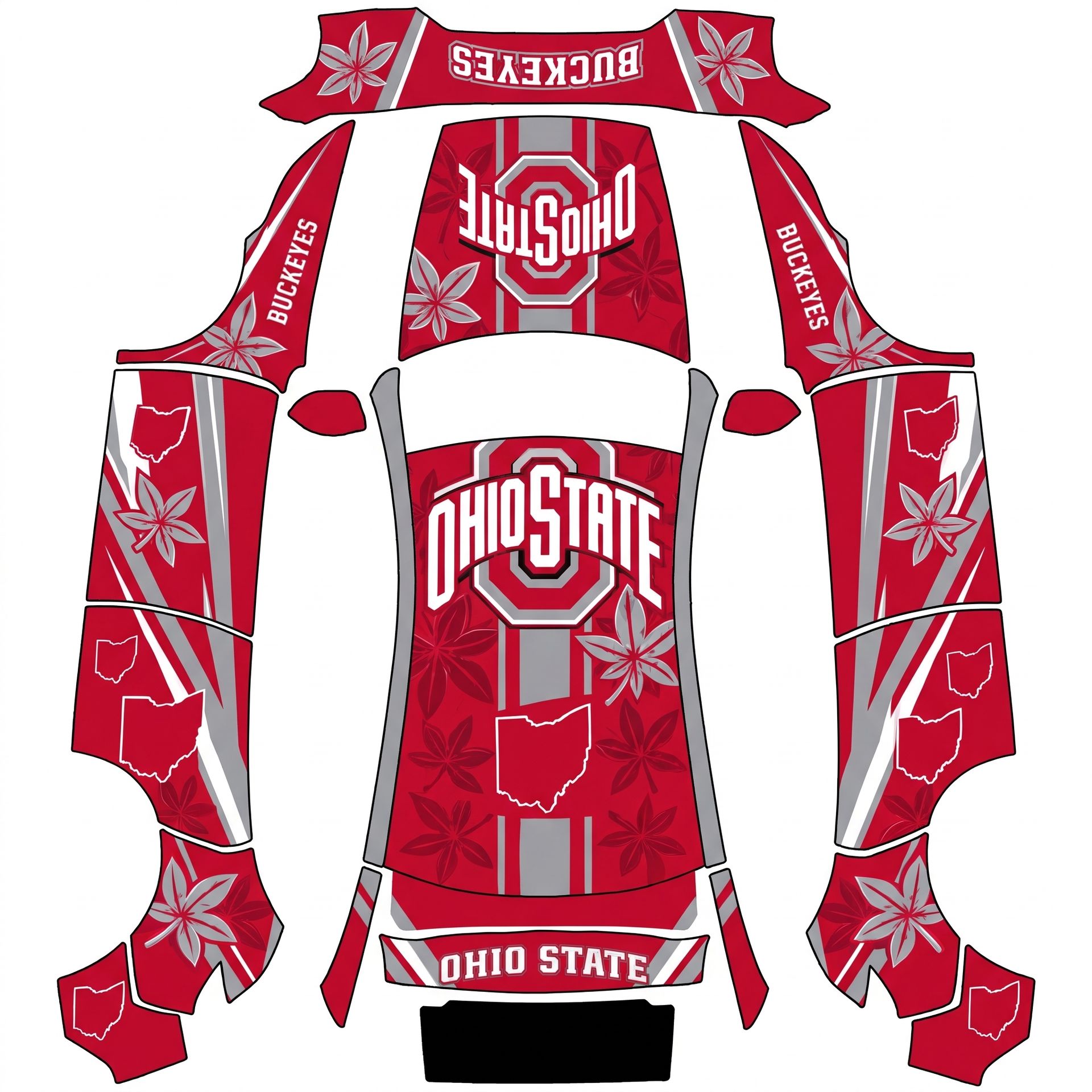 Ohio state buckeyes' — AI wrap design for a Model Y (2025+) Premium