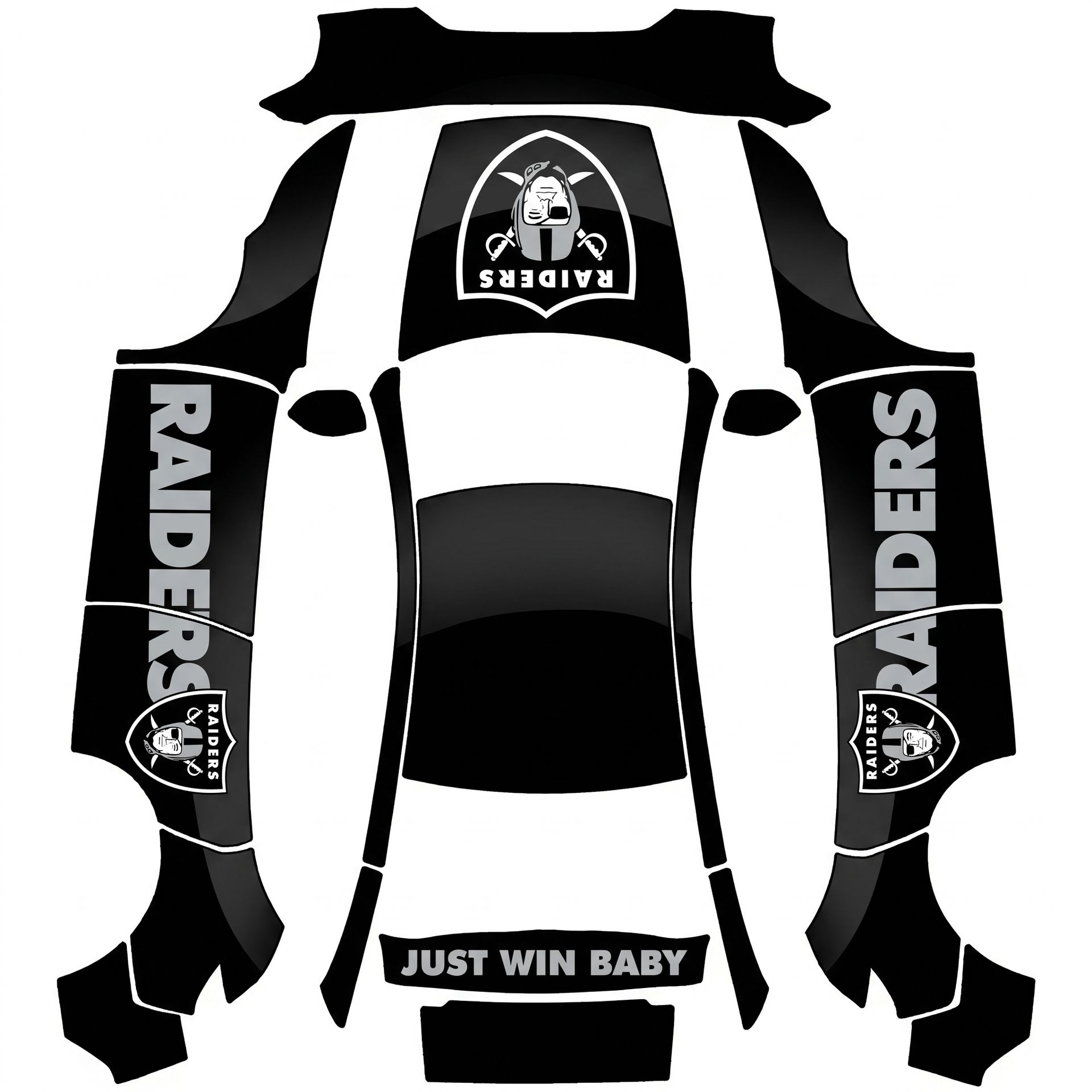 We'll place the Raiders logo centered — AI wrap design for a Model Y (2025+) Premium