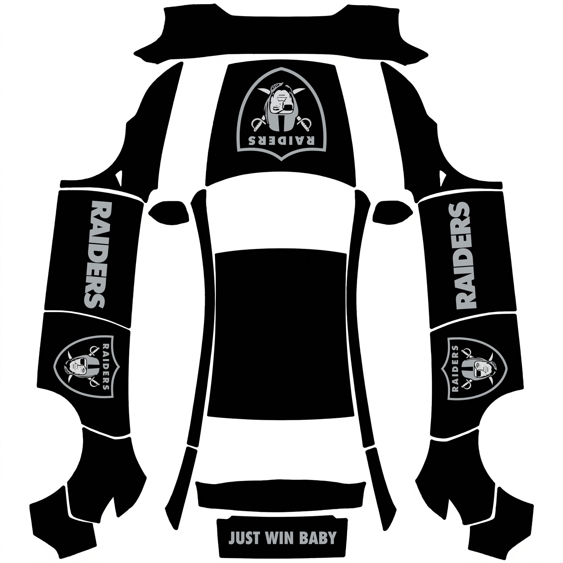 We'll keep just the Raiders logo centered — AI wrap design for a Model Y (2025+) Premium