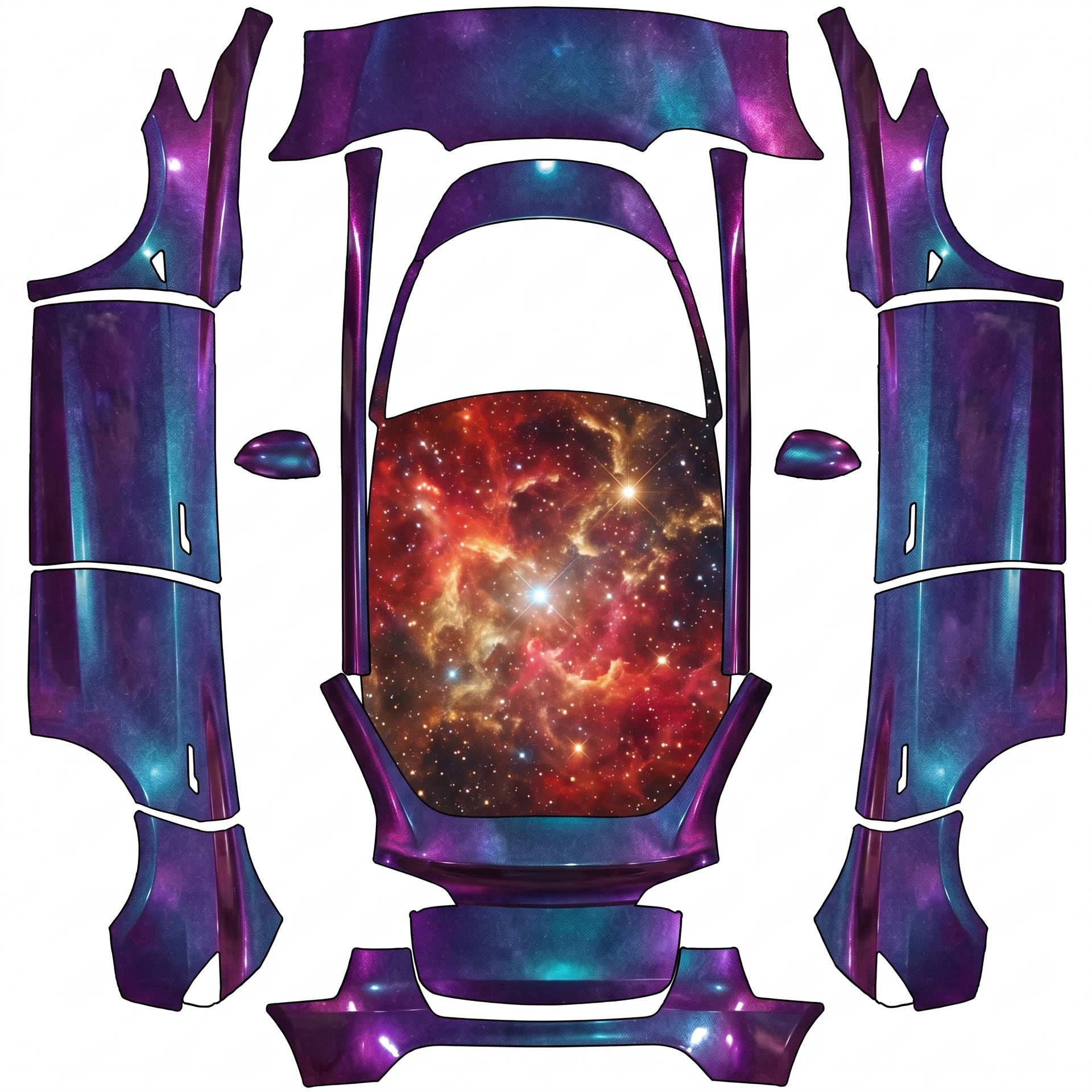 3m gloss flip deep space — AI wrap design for a Model Y