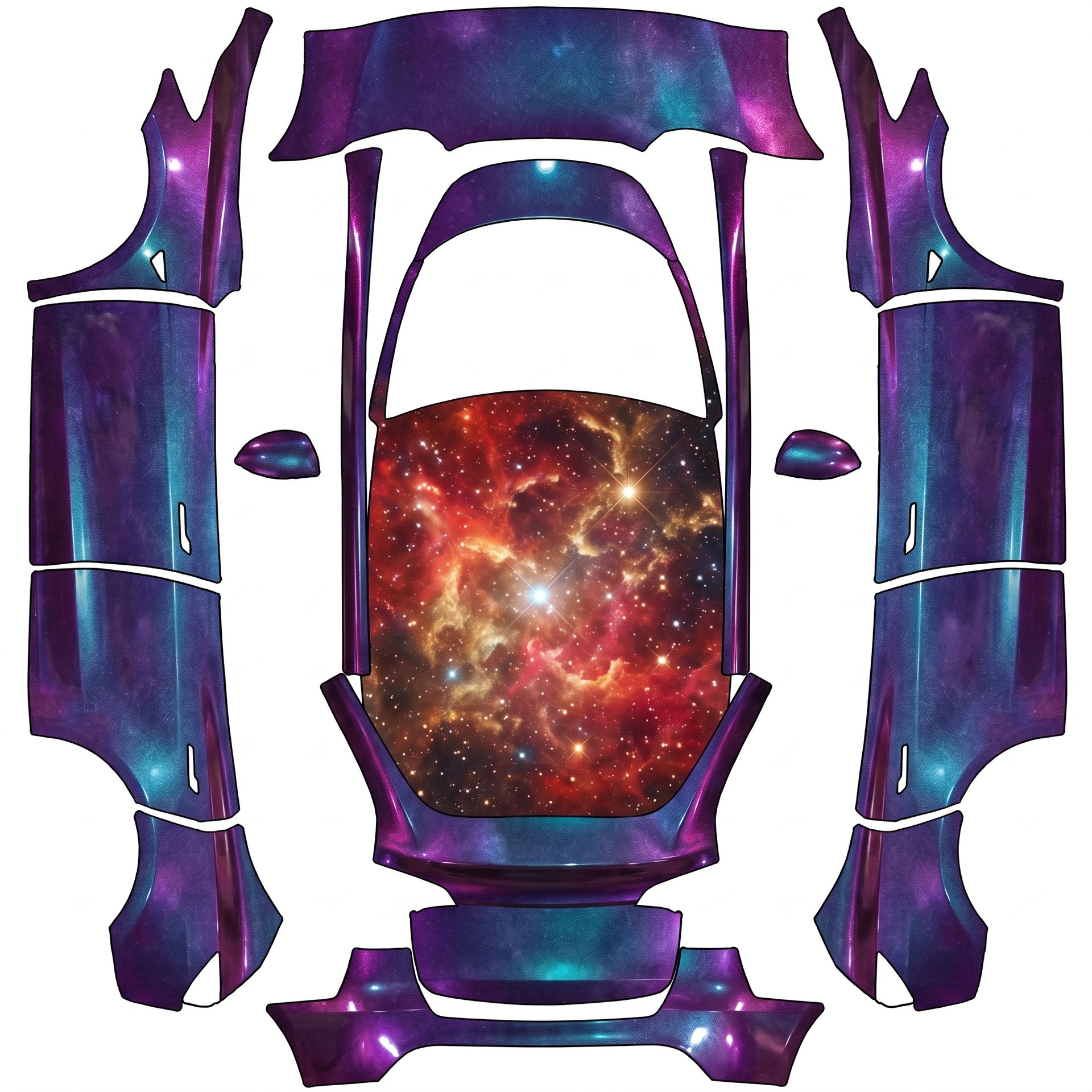 3m gloss flip deep space — AI wrap design for a Model Y