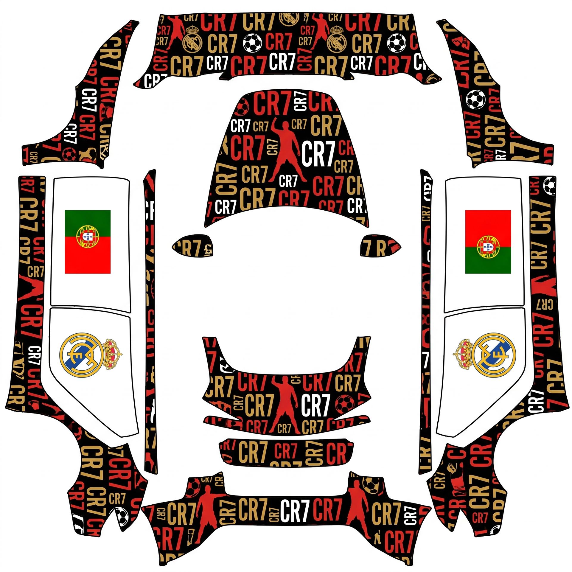 White color on the doors a portugese flag — AI wrap design for a Model 3 (2024+) Standard & Premium