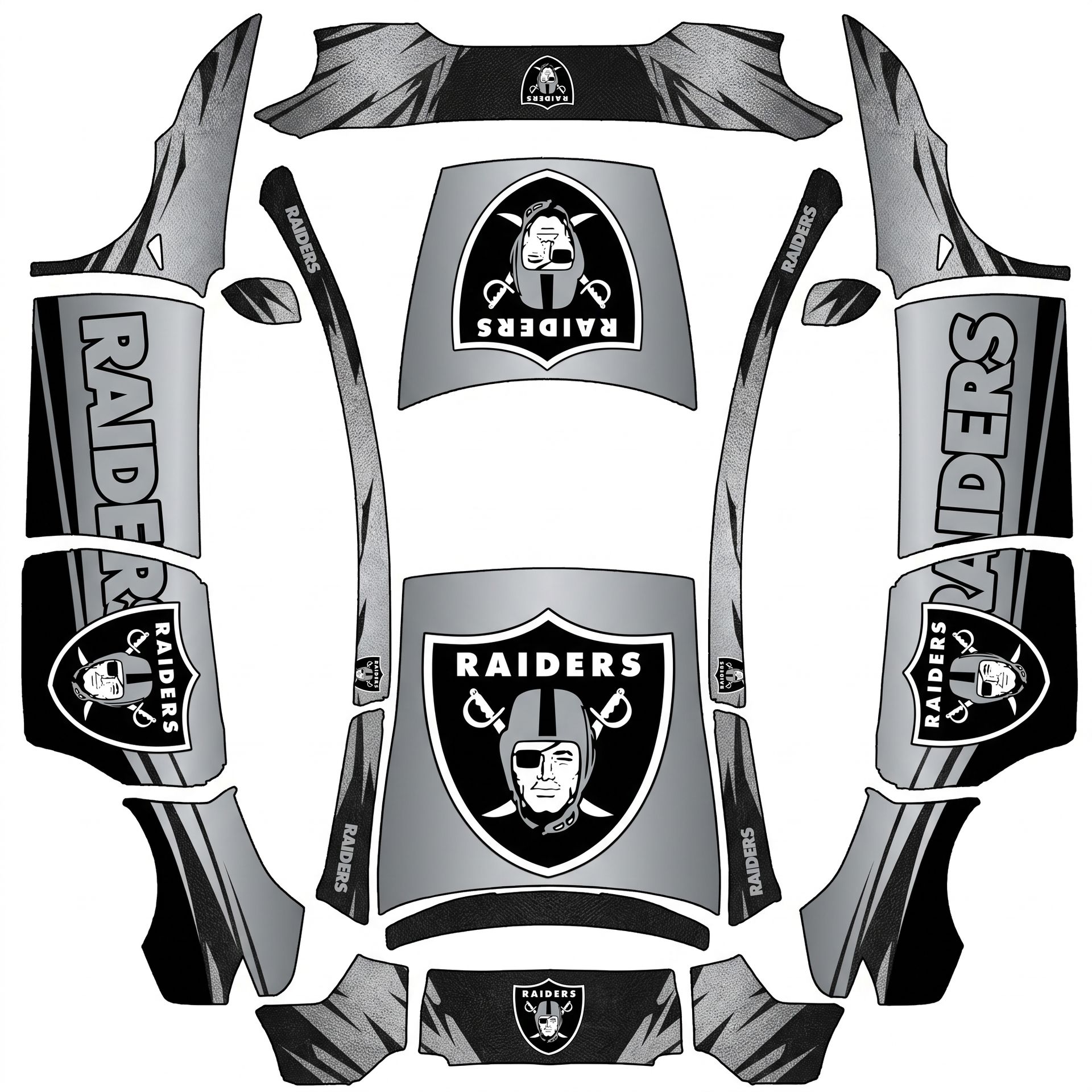 Matte finish with silver and black colors — AI wrap design for a Model Y L